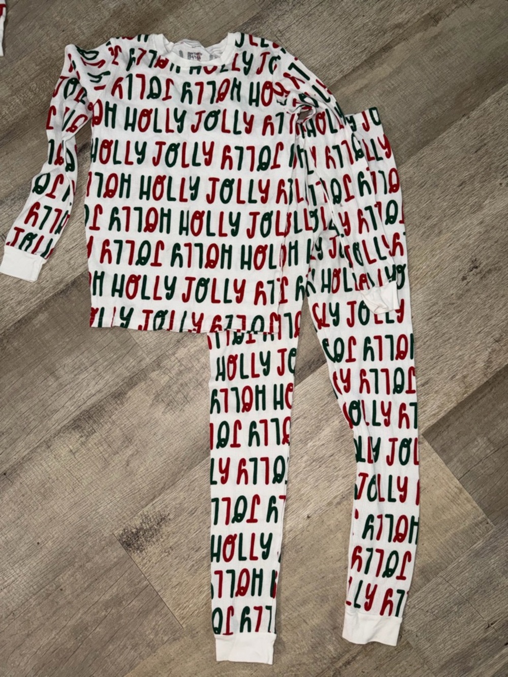 2 pairs of Matching holly jolly pajamas size kids 14, adult XL